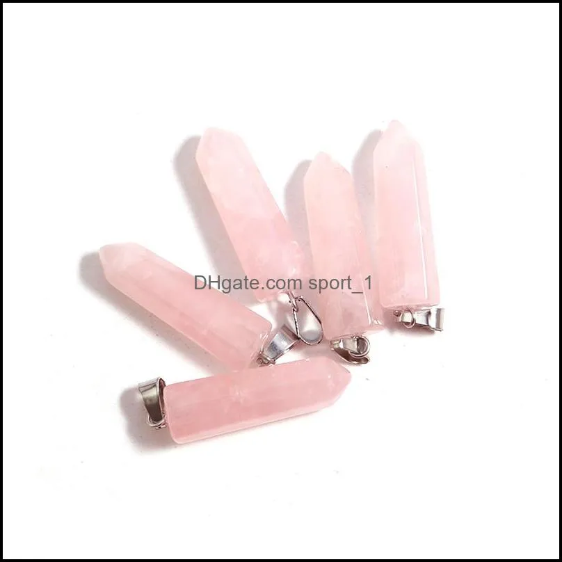 natural stone pillar pendants crystal hexagonal necklace amthyst charms tear beads for jewelry making earring gemstone