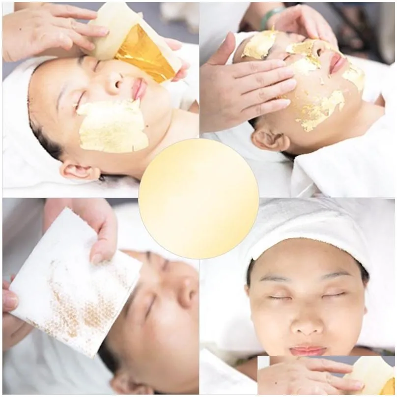 face beauty gold foil facial mask gold content 98 real gold foil 9.33 golden foil beauty face mask