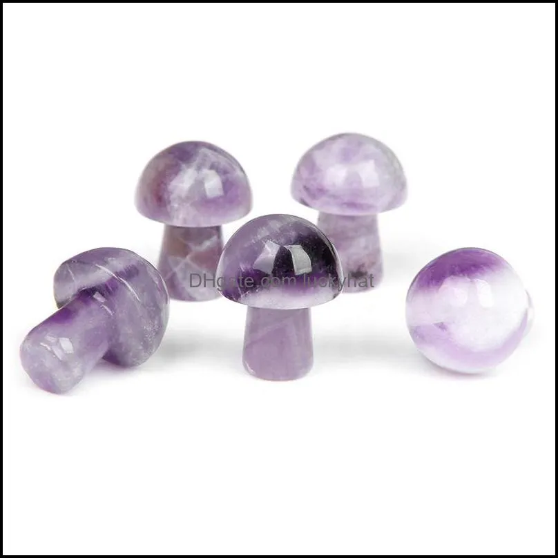 20mm amethyst mini mushroom statue natural stone carving home decoration crystal polishing ge luckyhat