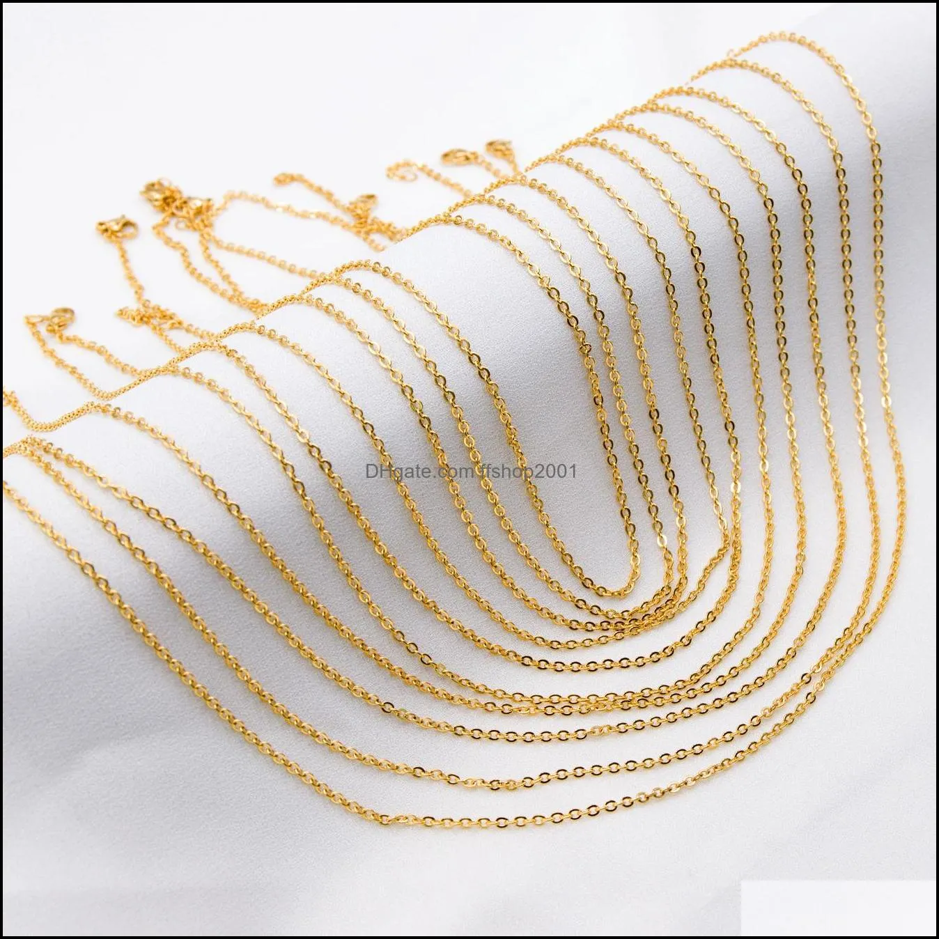 45cm stainless steel 18k gold plated chain necklace wholesal o chains fit diy pendant jewelry making bulk