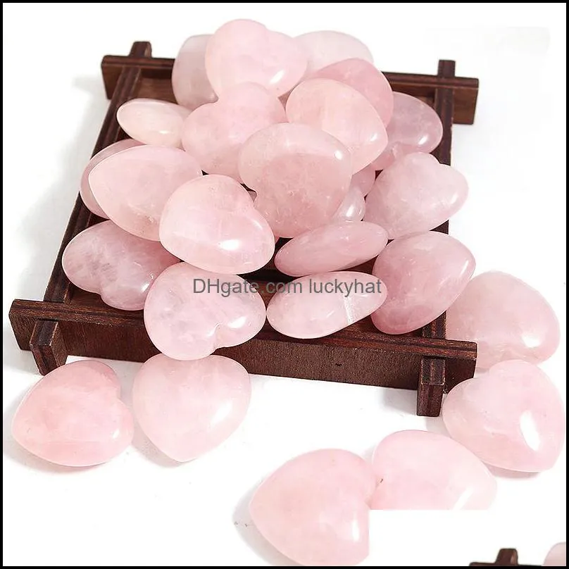 25mm love heart rose quartz stone charms reiki healing gemstone for jewelry making accessorie luckyhat