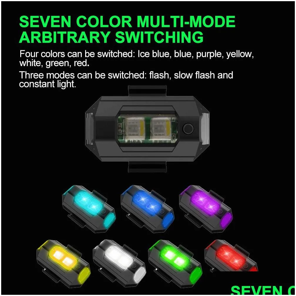 7 colors drone strobe light usb led motorcycle lighting anticollision bike tail /model aircraft night flying mini signal flashing warning