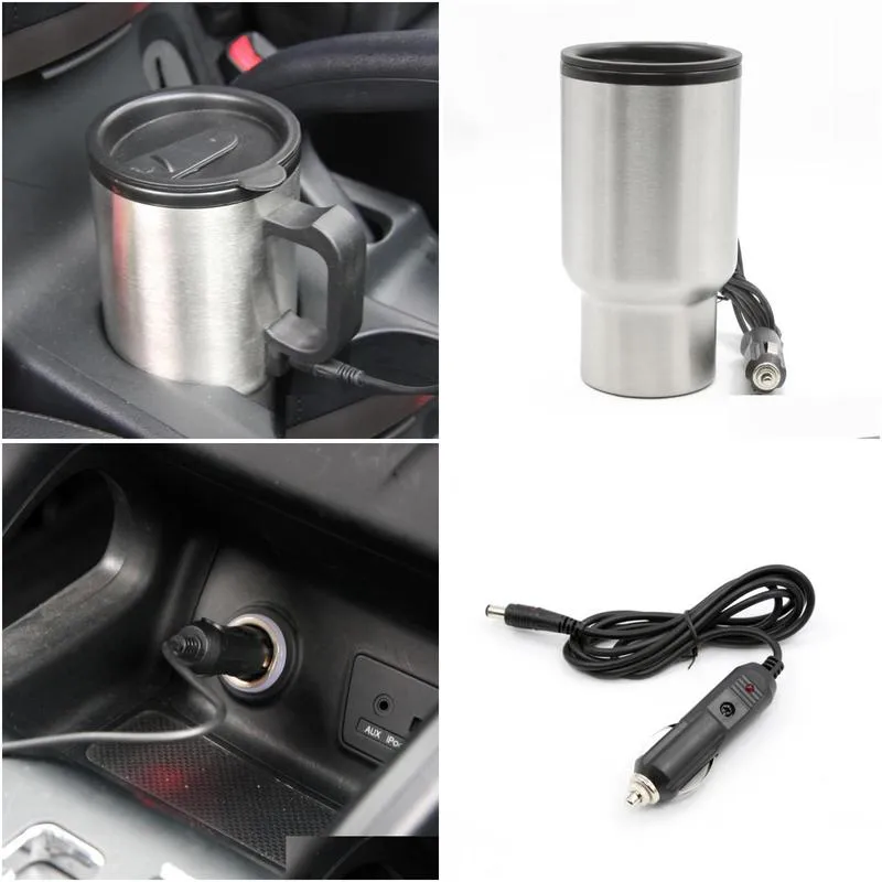 car heating cup auto 12v electric kettle cars thermal heater cups boiling water bottle accessories 450mladd cable fans
