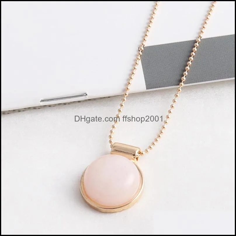 exquisite handmade pink crystal pendant necklaces polishing metal beads chain druzy natural stone rose quartz collar necklace