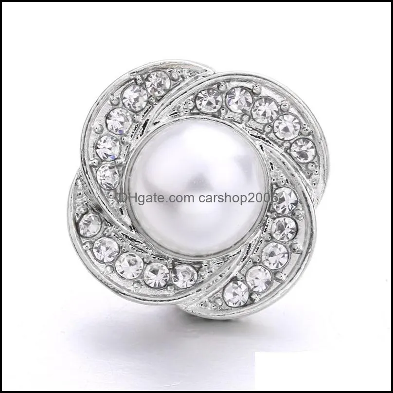 wholesale silver color snap button charms jewelry findings crystal rhinestone 18mm metal snaps buttons diy bracelet jewellery