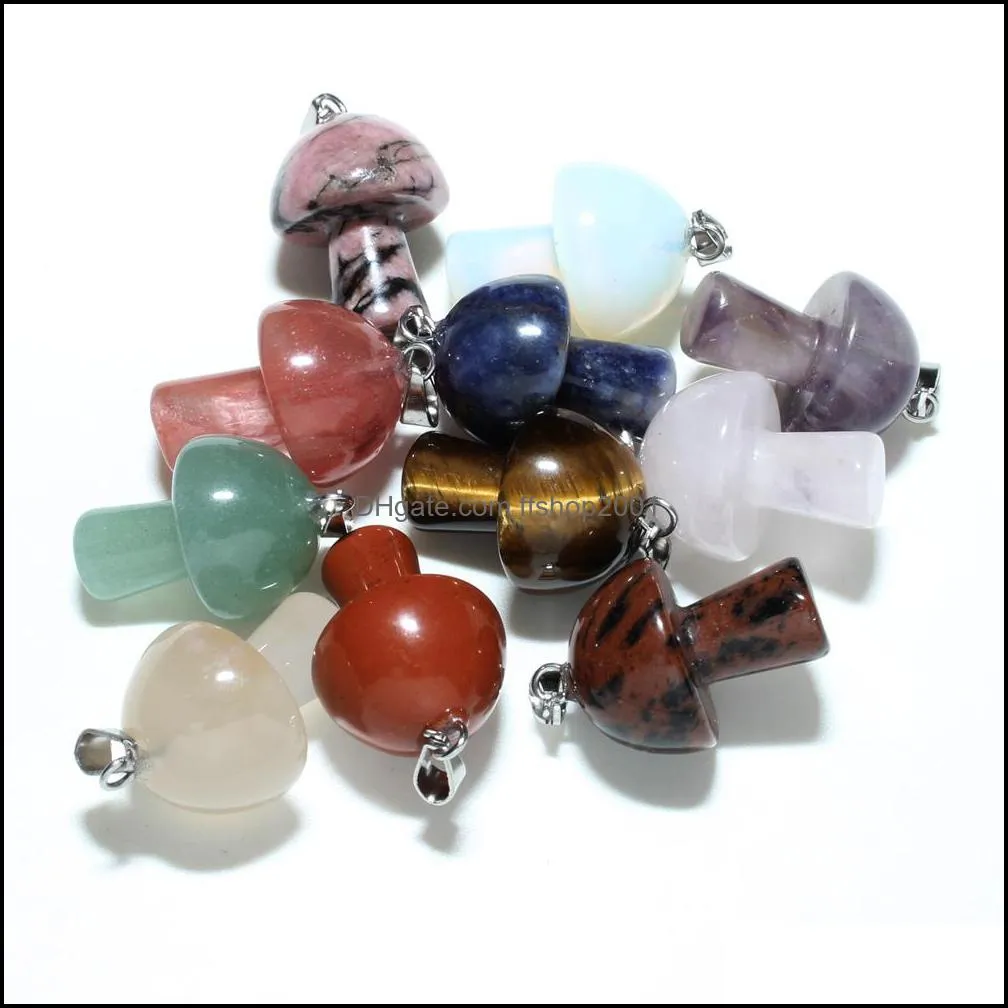 2cm mushroom statue natural crystal stone carving charms reiki healing gem pendant for women jewelry making ffshop2001