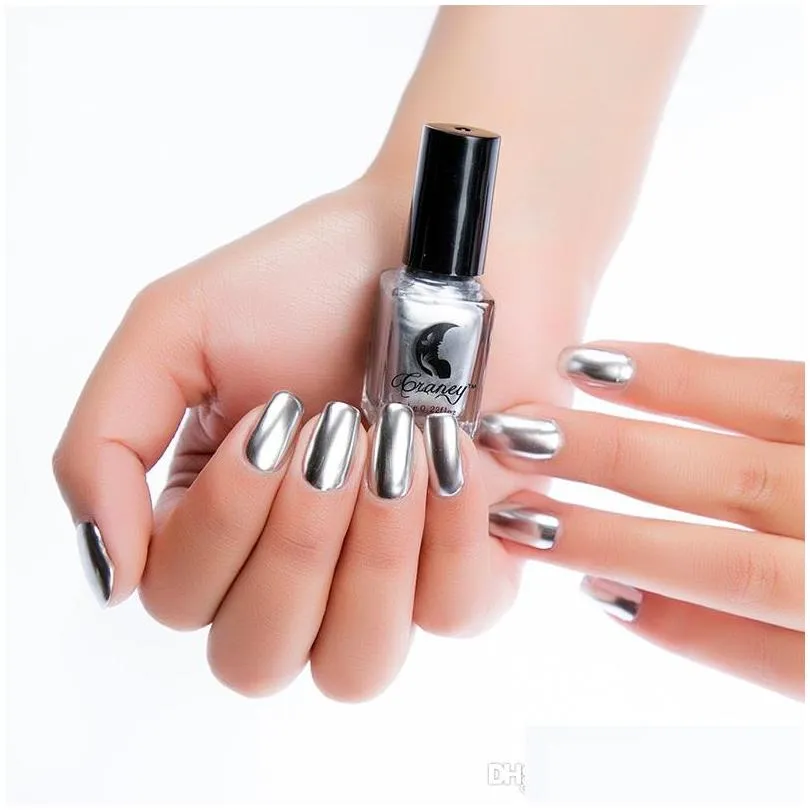 craney brand 6ml mirror nail polish plating silver paste metal color stainless steel mirror silver nail polish for nail art