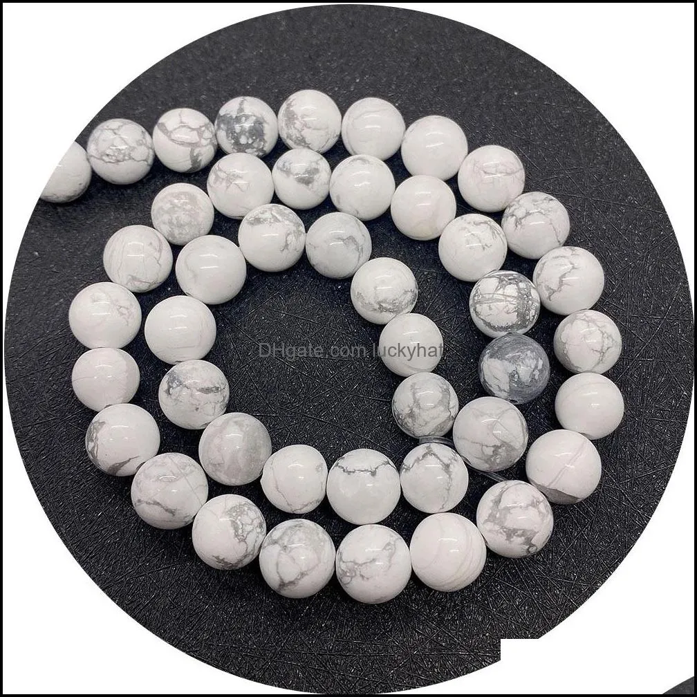 natural stones 6mm 8mm 10mm loose white turquoise stone beads string diy bracelet accessories jewelry makin luckyhat