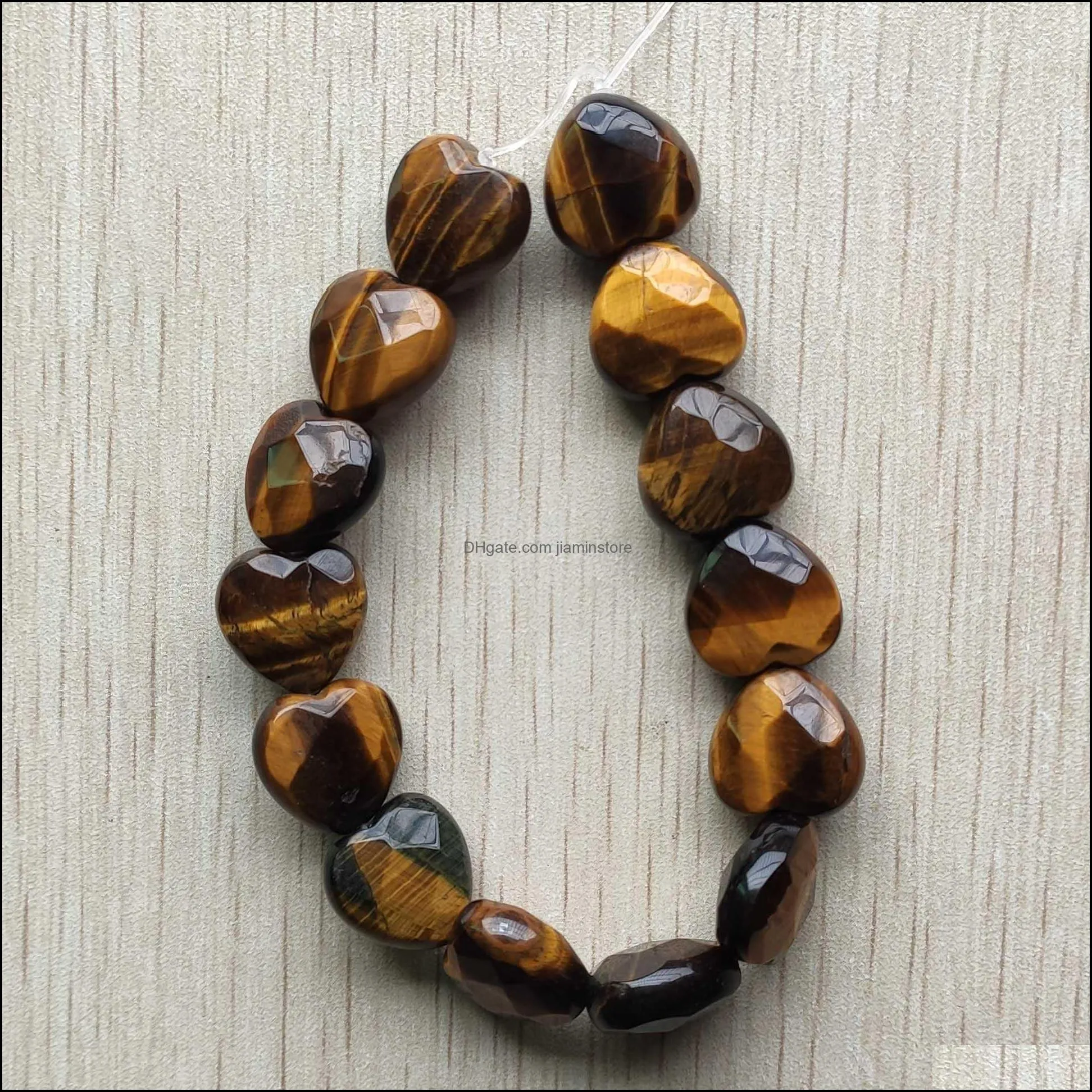 fashion 15mm heart natural tiger eye stone quartz cut faceted beads for jewelry makin jiaminstore