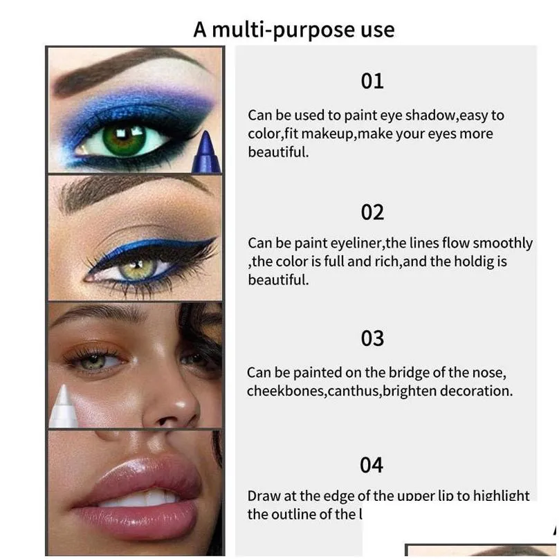women eyes makeup tattoo eyeliner waterproof pigment color eyeliner pencils gel blue purple white eye liner pen