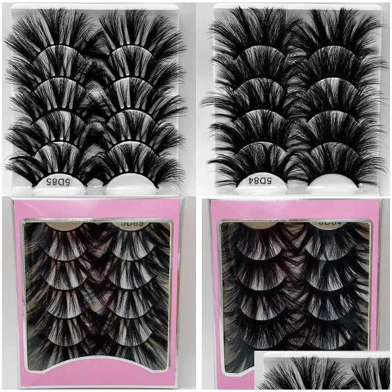 5 pair handmade long 25mm fake mink eyelashes natural makeup false lashes 5d volume wispies fluffy eye lash extension