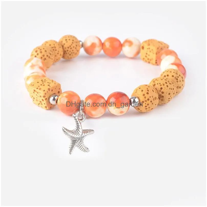 wholesale high quality colored lava volcanic stone bracelet alloy jewelry girlfriend sisters 2019 jewelry gift shipping