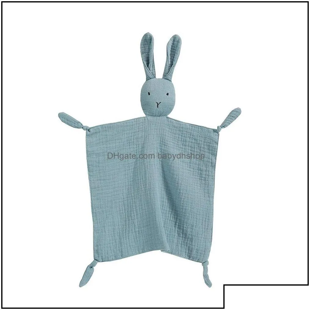 Bibs Burp Cloths Baby Feeding Baby Kids Maternity Soft Organic Cotton Muslin Bunny Rabbit Animal Newborn Pacify Towels Sooth Dhy5S