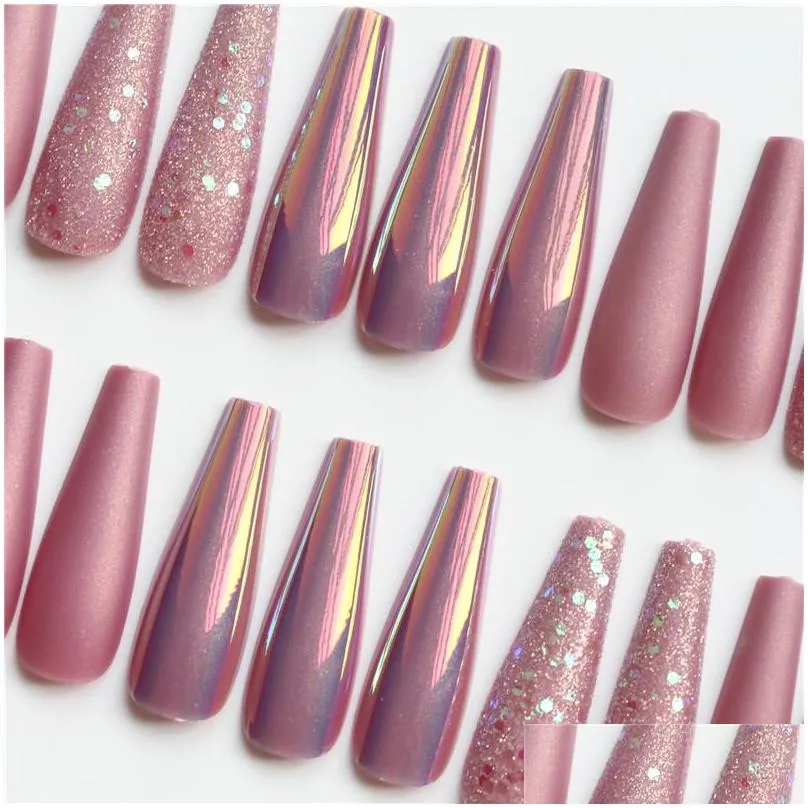 30pcs full cover uv gel glitter false nail artificial tips for decorated design press on nails art fake extension tips