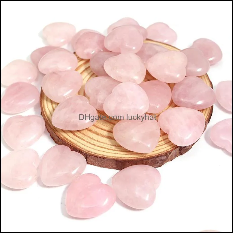 25mm love heart rose quartz stone charms reiki healing gemstone for jewelry making accessorie luckyhat