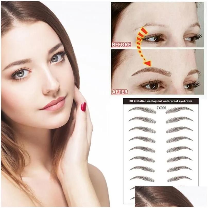 magic 4d hairlike eyebrow tattoo sticker false eyebrows 7 day long lasting super waterproof makeup eye brow stickers cosmetics