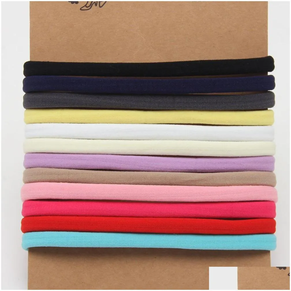 12 colors available baby girls nylon headbands tan nude nylon hair band baby hairband nylon elastic headbands bulk soft thin supply