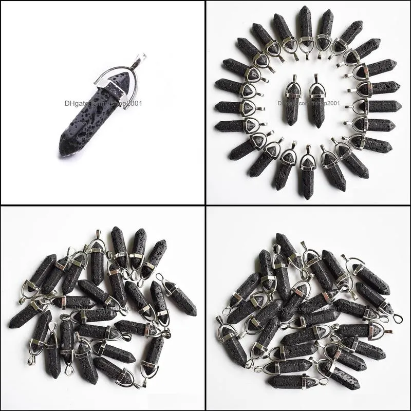 natural lava volcanic rock stone pillar shape charms point chakra pendants for jewelry making ffshop2001