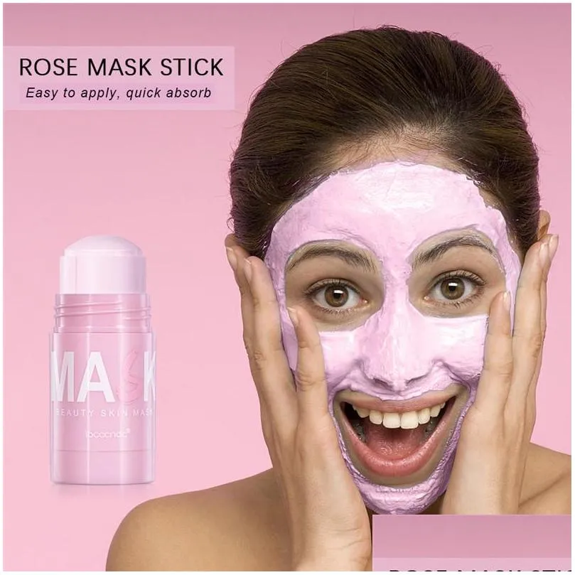 green tea rose cleansing solid mask purifying clay stick masks oil control antiacne eggplant face skin care