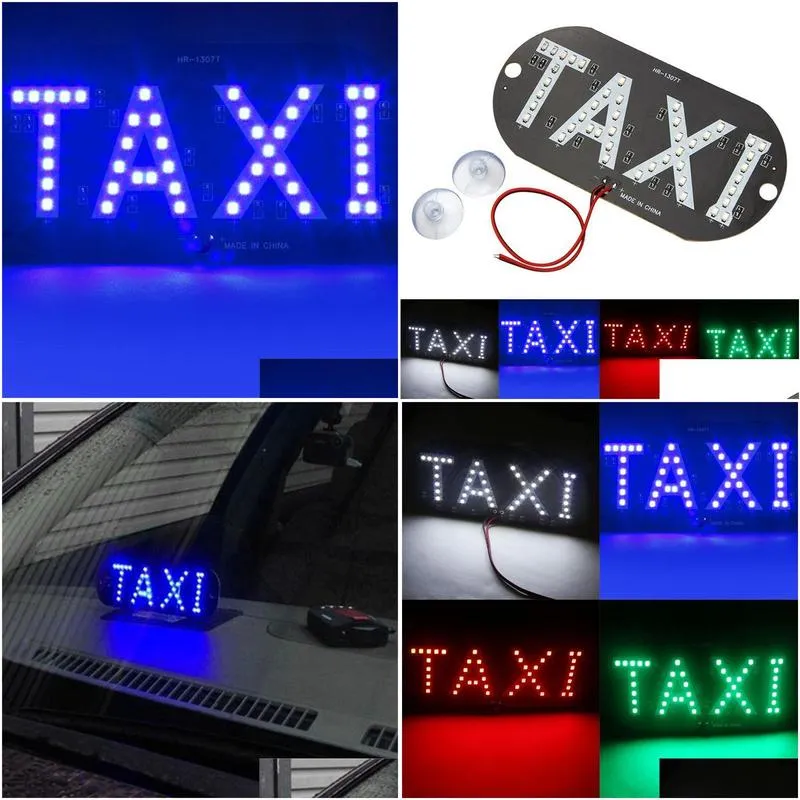 car headlights 4 color taxi cab windscreen windshield sign white led light lamp bulb