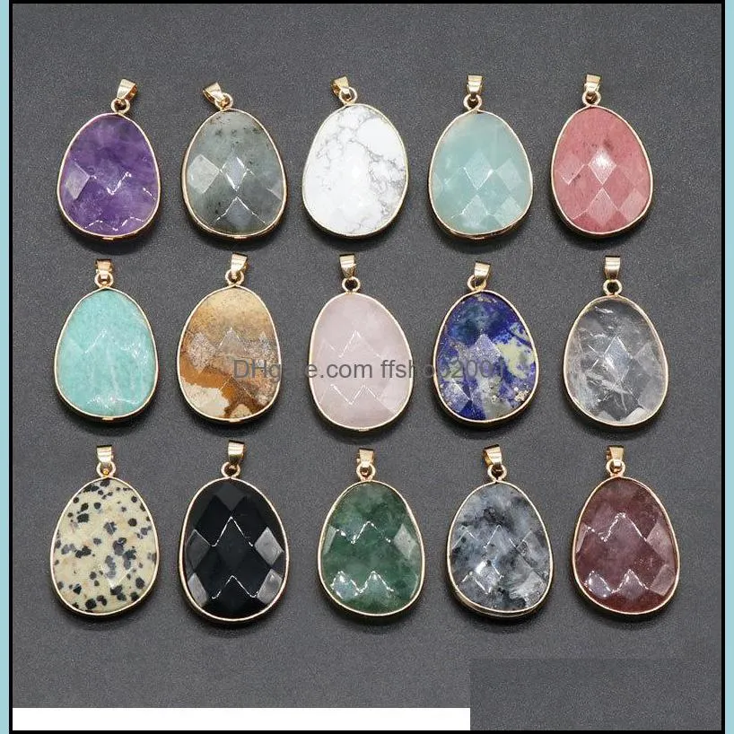 2236mm delicate gold natural stone charms rose quartz crystal pendant diy for necklace earrings jewelry making ffshop2001