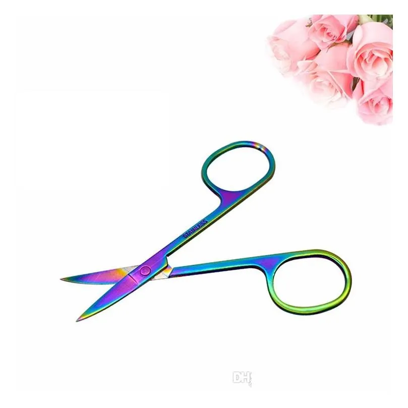 professional rainbow color stainless steel eyebrow tweezer eyebrow mini scissors clip antistatic face hair remover tool