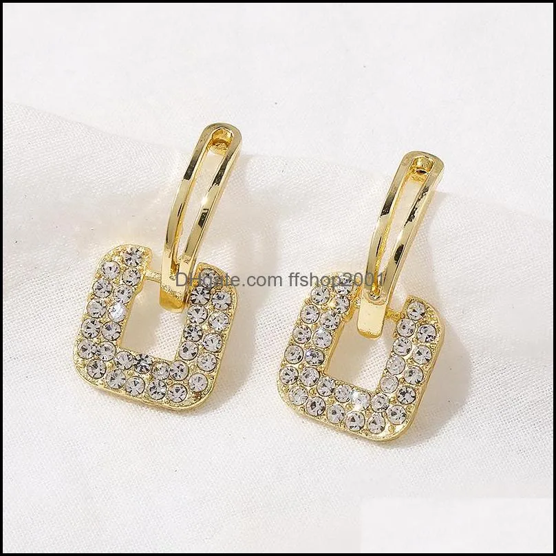 zircon square shape drop charms earrings brilliant bridal engagement wedding jewelry elegant female dangle earring fine gift