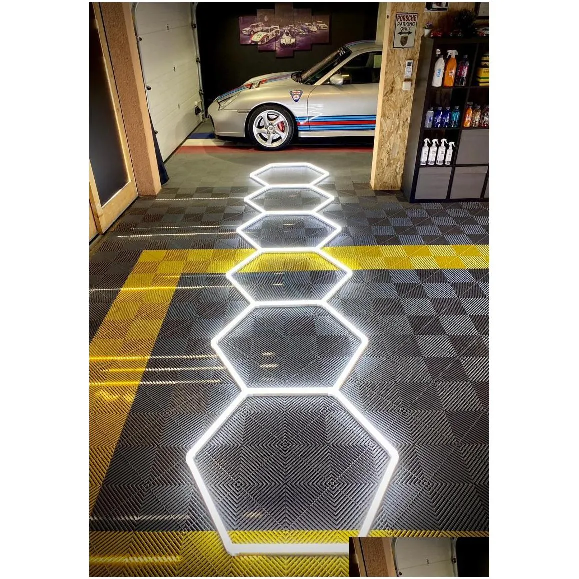 working light 1.5x3m super bright led for auto repair shop home garage and commercial systems hexagon