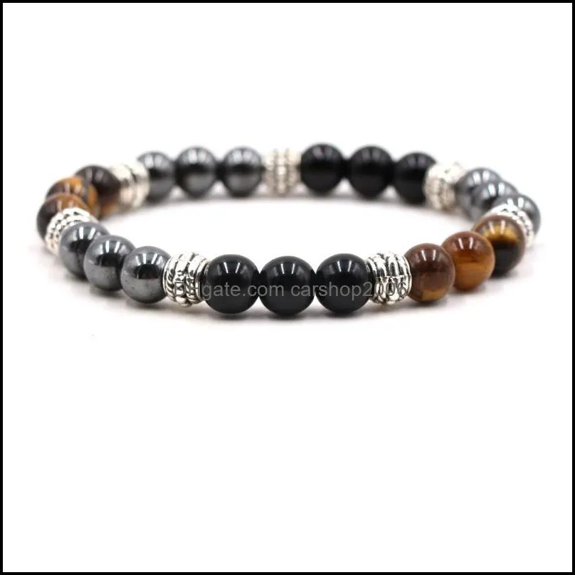 men handmade 8mm buddha tiger eye bracelet hematite stone beads bracelets summer women jewelry gift