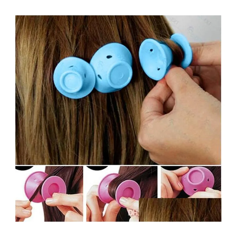 soft rubber magic hair curler diy hair rollers hair styling tools travel home use makeup beauty tool soft silicone pink curler