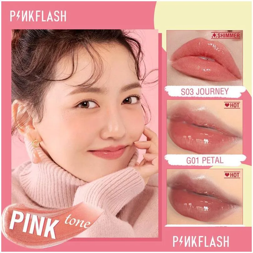 pinkflash lip gloss base gel ever glossy moist lips tint shine shimmer clear lipgloss high hydrate refresh skin care