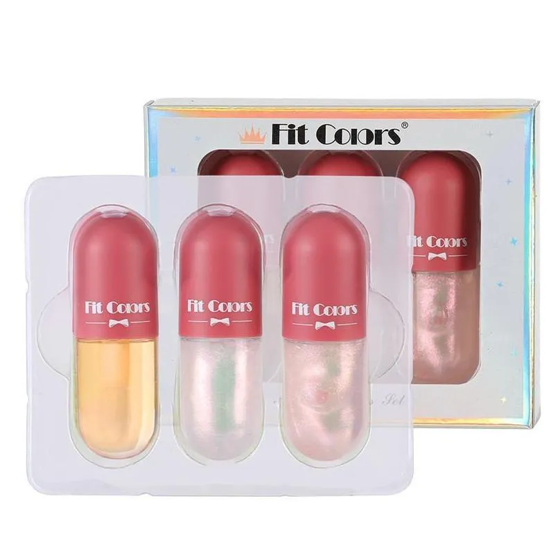 crystal jelly clear lip gloss capsule lip plumper oil set shiny moisturizing women makeup lip tint suit