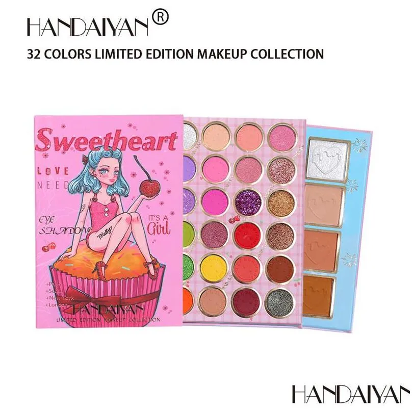 handaiyan 32 colors eyeshadow blush powder makeup pallete face contour highlighter blusher makeup eye shadow cosmetics