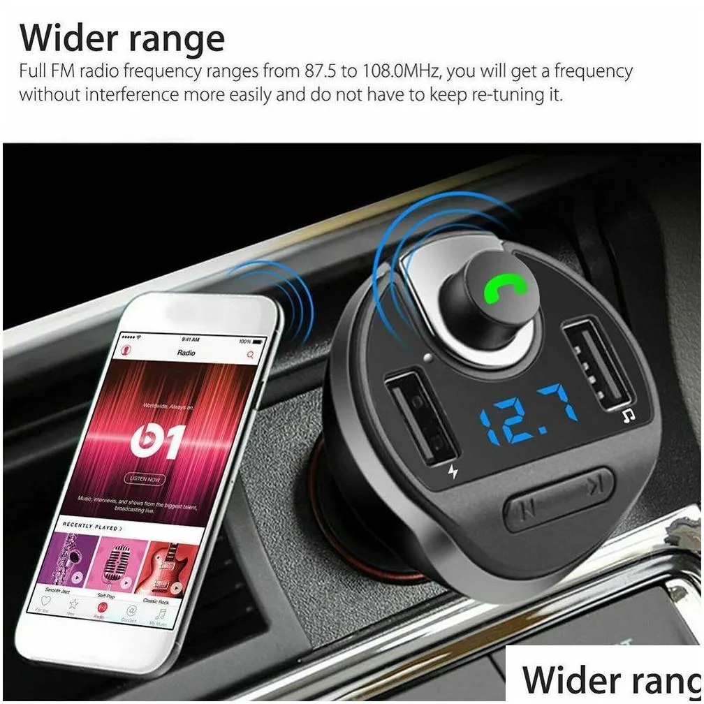 fm transmitter aux modulator bluetooth hands car kit car audio mp3 player dual usb car  with 3.1a quick charge