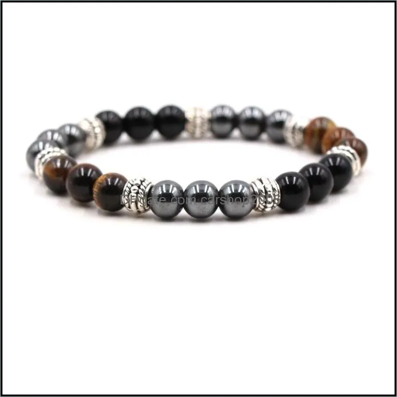 men handmade 8mm buddha tiger eye bracelet hematite stone beads bracelets summer women jewelry gift