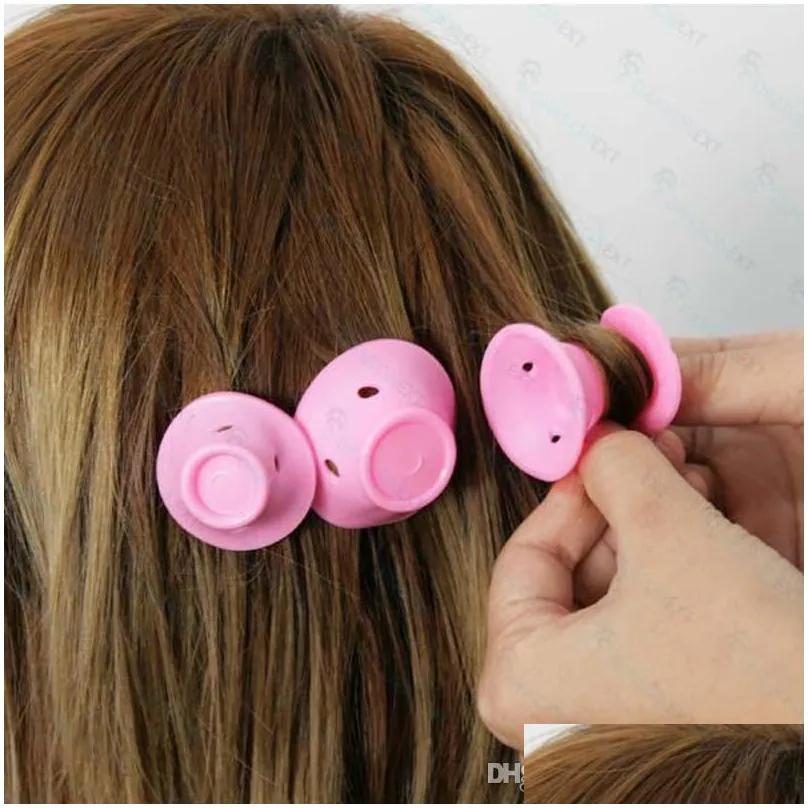 soft rubber magic hair curler diy hair rollers hair styling tools travel home use makeup beauty tool soft silicone pink curler