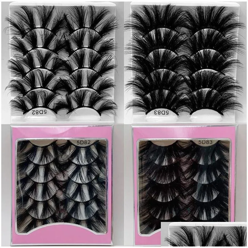 5 pair handmade long 25mm fake mink eyelashes natural makeup false lashes 5d volume wispies fluffy eye lash extension