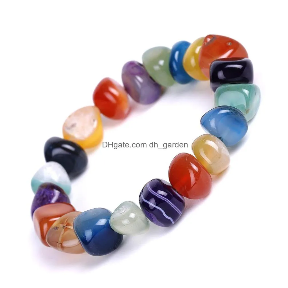 amorphous natural agate stone beaded bracelet strands with shape mixed color red black dream elastic string european and american