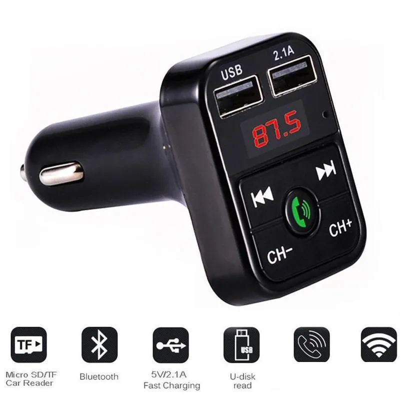 car kit hands wireless bluetooth fm transmitter lcd mp3 player usb  2.1a car accessories hands auto fm modulator