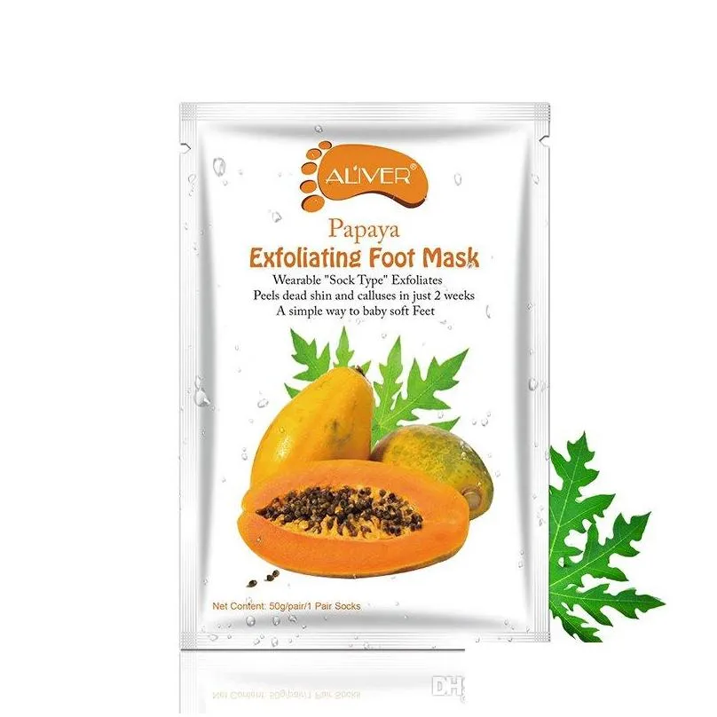 aliver avocado papaya olive oil exfoliating foot mask remove dead skin smooth for feet skin care