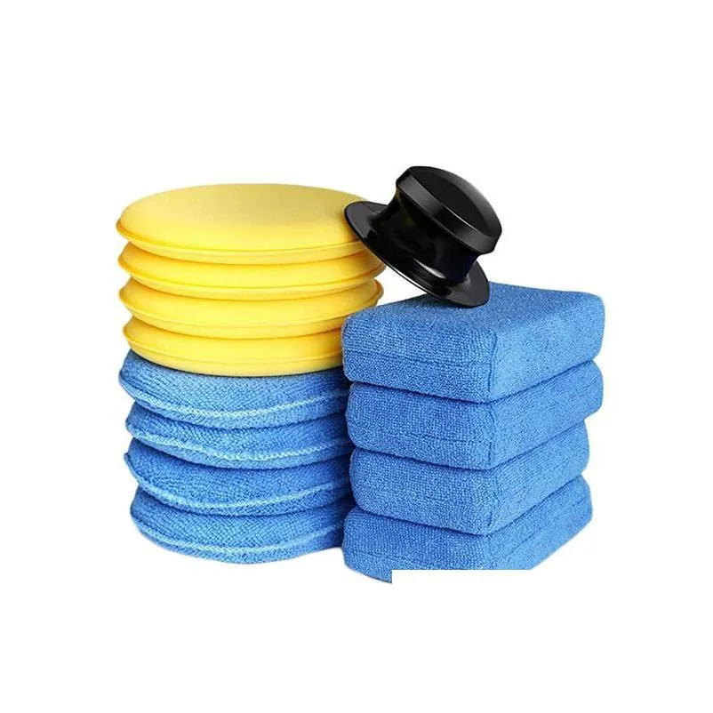 care products 13x soft microfiber car polishing waxing sponge detailing with handle applicator pad auto supplies