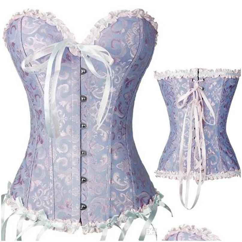 satin bone lace up steampunk corset y bustier women bustier corset overbust slim corset straples