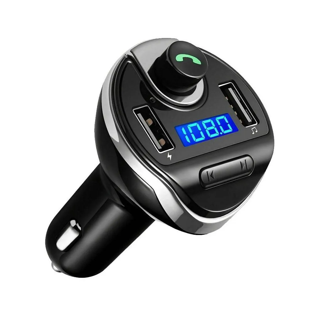 b9 usb car mp3 wireless double usb bluetooth mp3 car kit hands car bluetooth fm transmitter radio with mic with package