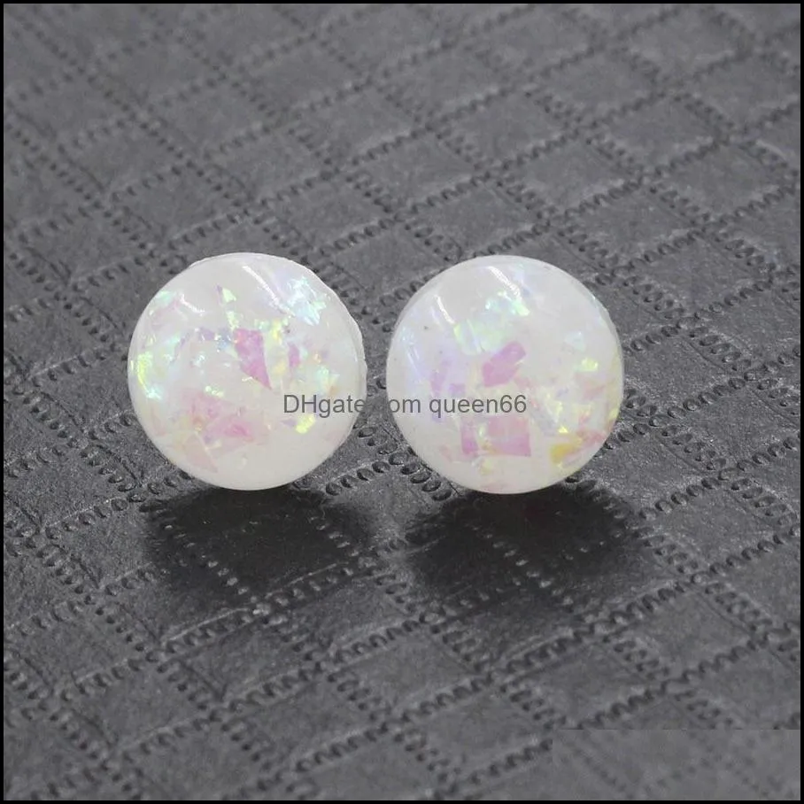 fashion 12mm druzy drusy resin opal earrings handmade stud for women jewelry