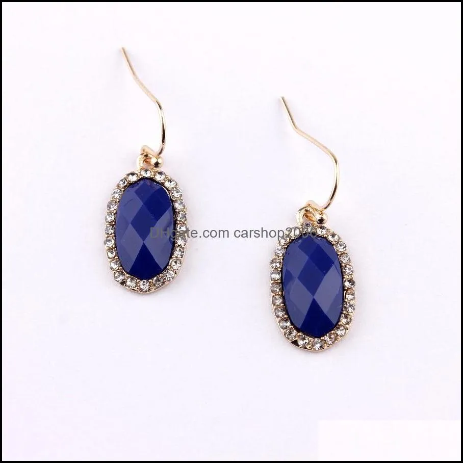 gold designer faceted acrylic oval charms earrings for women small rhinestone resin dangle earring boutique jewelry christmas gifts