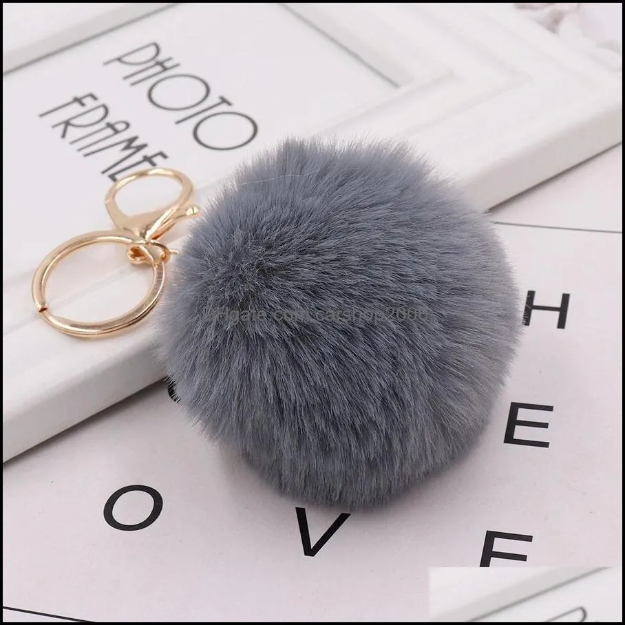 imitation rex rabbit fur plush keychain bag cartoon key rings pendant cone car hair ball bag accessories keychains 8x12.5cm