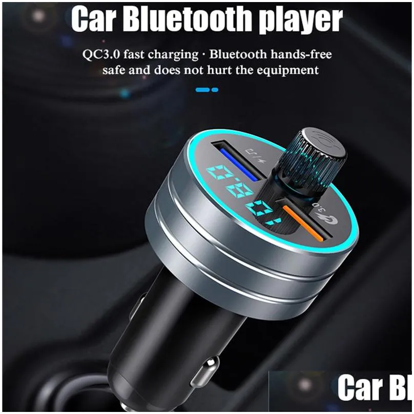 bluetooth car kit 5.0 hands wireless for fm transmitter hands music mp3 player receiver dual usb fast charge1