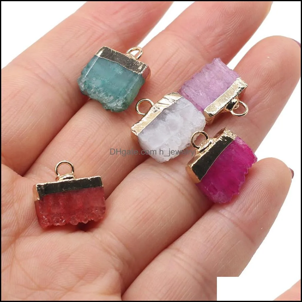 irregular cluster druzy drusy charms quartz healing reiki crystal pendant diy necklace earrings women fashion jewelry finding hjewelry