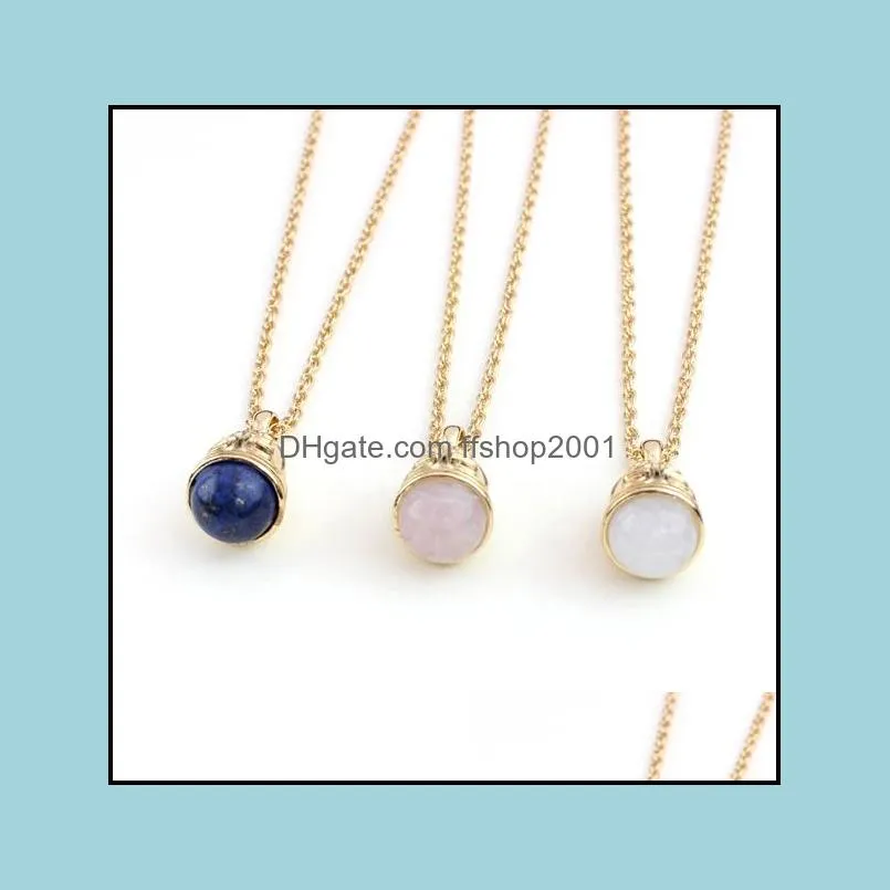 bell pendant rose pink quartz white crystal lapis lazuli natural stone necklace chain for women girl brand jewelry