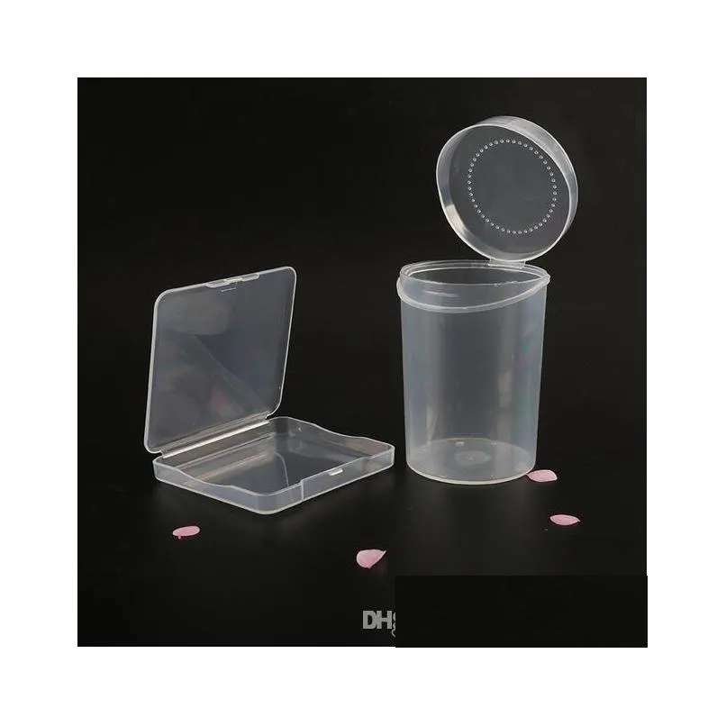 plastic transparent empty box container for cosmetic puff sponge false eyelash beads organizer case makeup tools